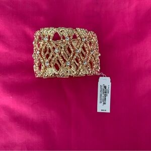 Gold Filigree Bracelet with Rhinestones